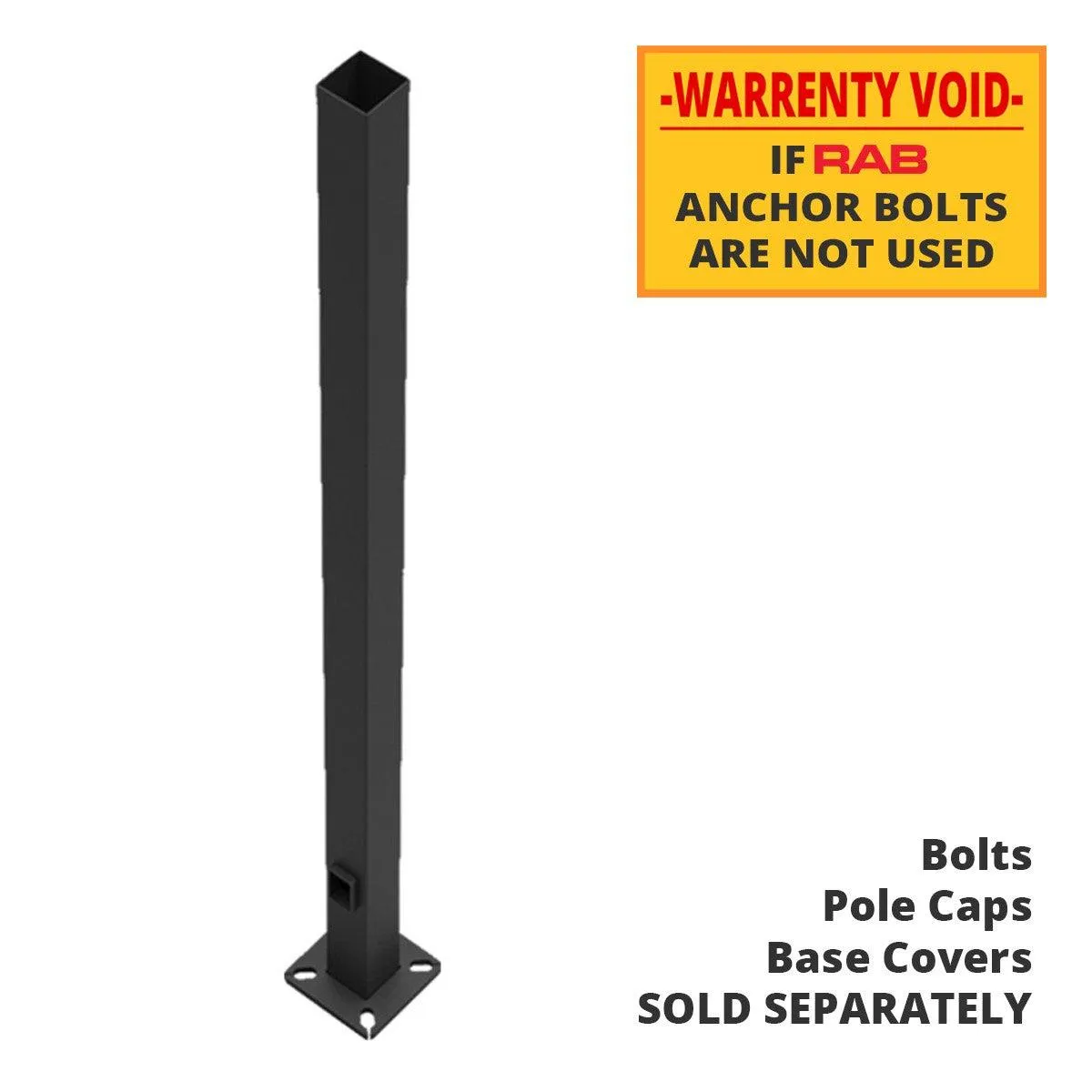 15 ft Light Pole With Base, 4 in Square Shaft, 11 Gauge Thickness, Drilled Tenon, Bronze Finish