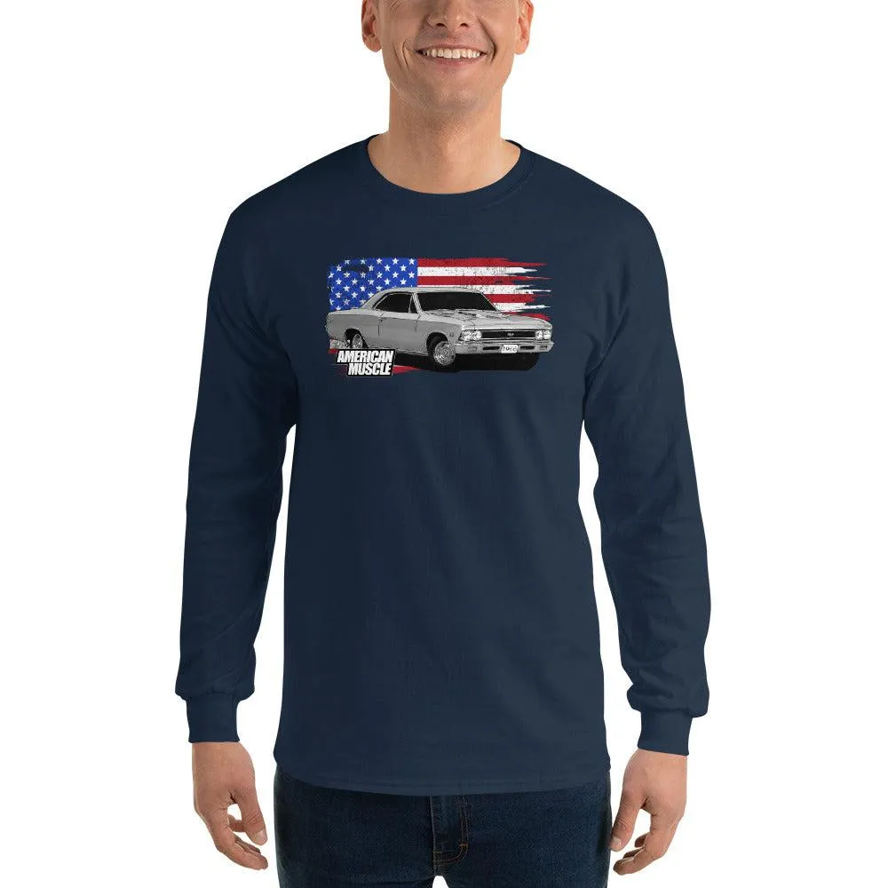 1966 Chevelle Long Sleeve T-Shirt with American Flag