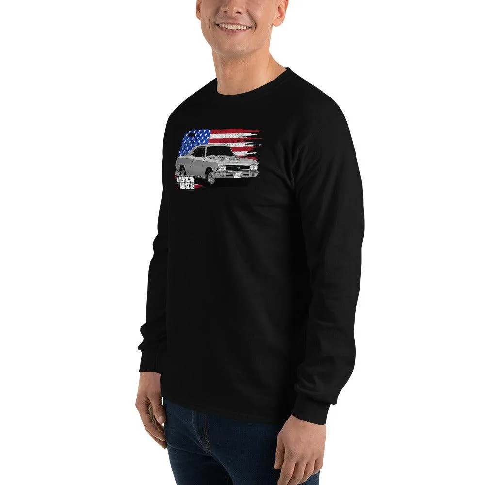 1966 Chevelle Long Sleeve T-Shirt with American Flag