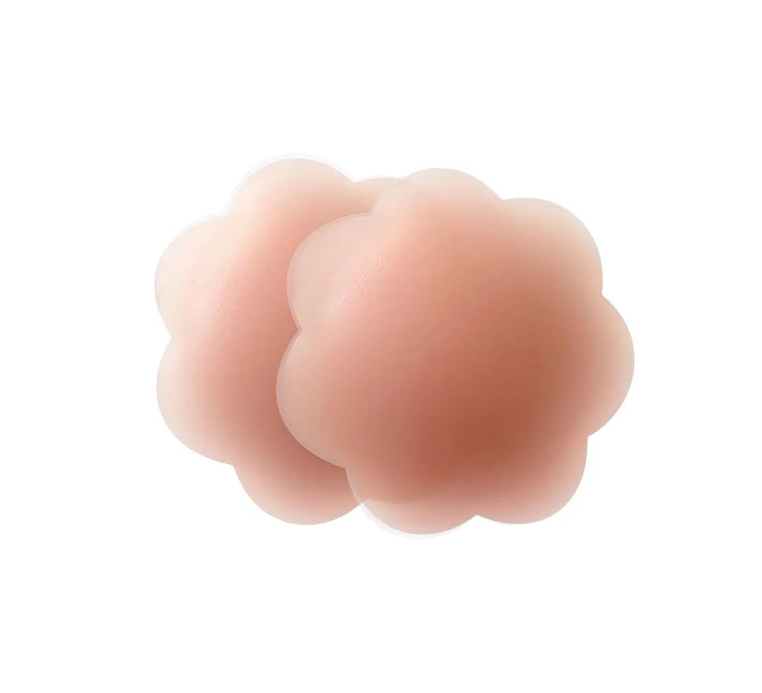 2 x Reusable Nipple Covers Petal Stick On Silicone Nude Boob Cover