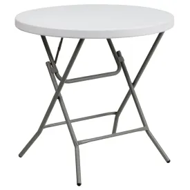 2.63-Foot Round Granite White Plastic Folding Table By Flash Furniture