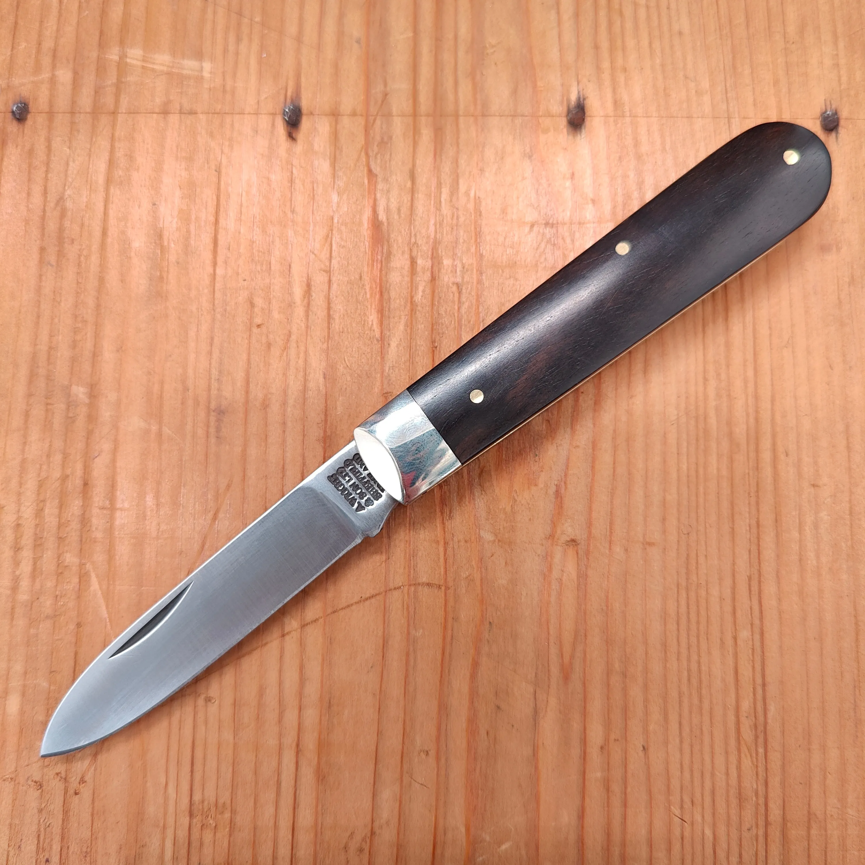 Vintage Wright & Son 3.5 Spear Point Pocket Knife | Carbon Steel Blade | Ebony Handle