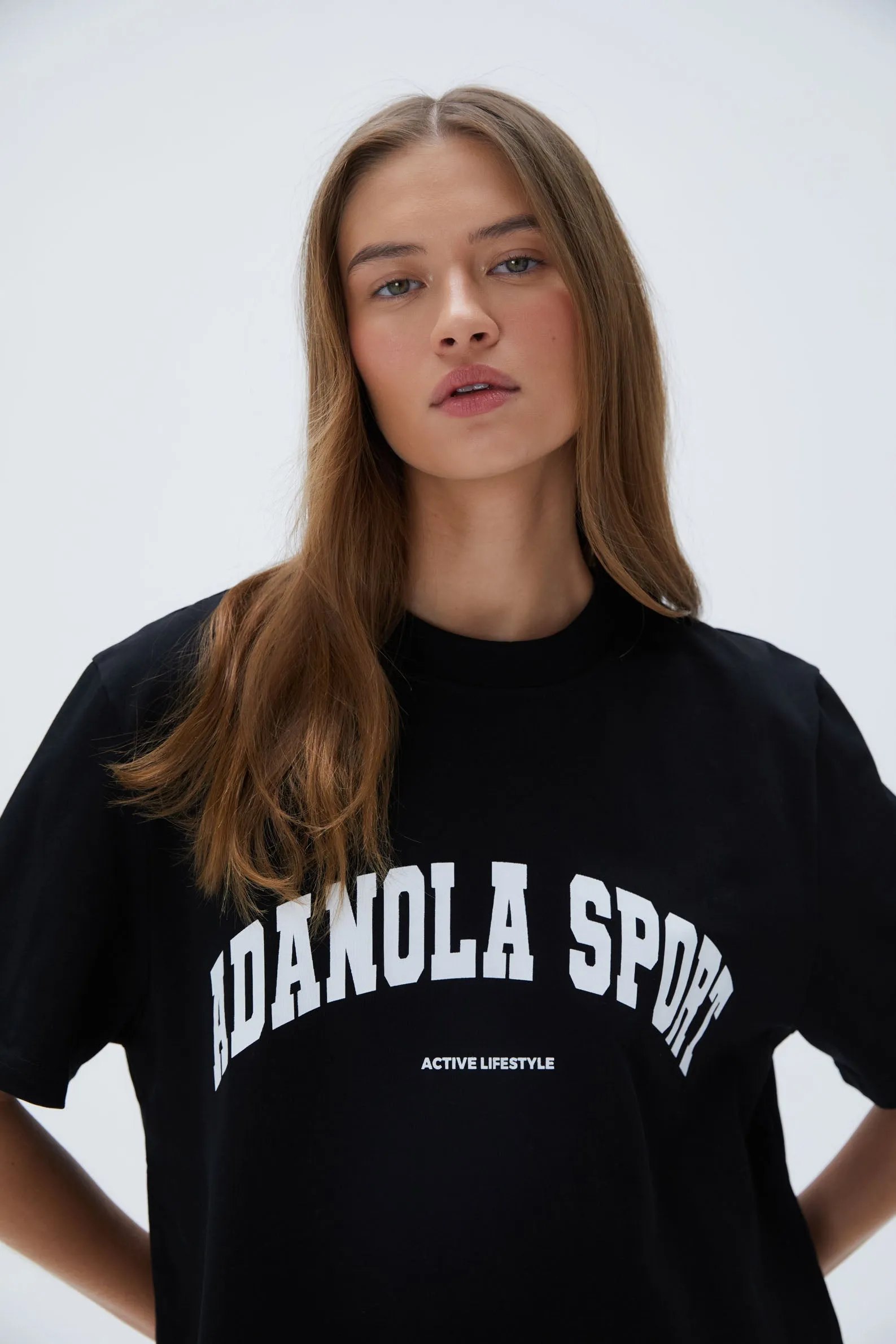 Adanola Sport Short Sleeve Oversized T-Shirt - Black