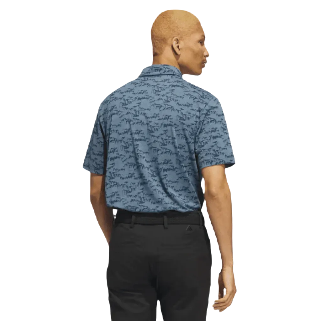 Adidas Go-To Printed Golf Polo Shirt - Blue