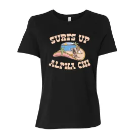 Alpha Chi Omega Surf's Up Women's Relaxed Jersey Tee T-Shirt