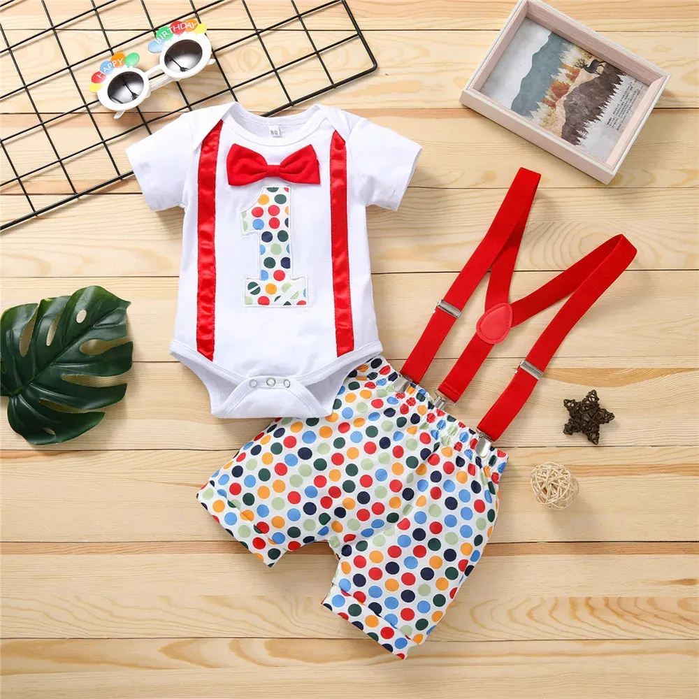 Baby Boy 1st Birthday Romper Toddler Outfit Sets