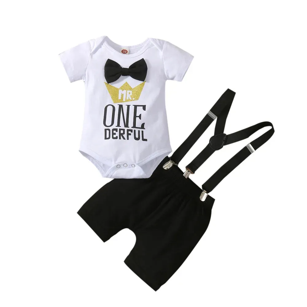 Baby Boy 1st Birthday Romper Toddler Outfit Sets