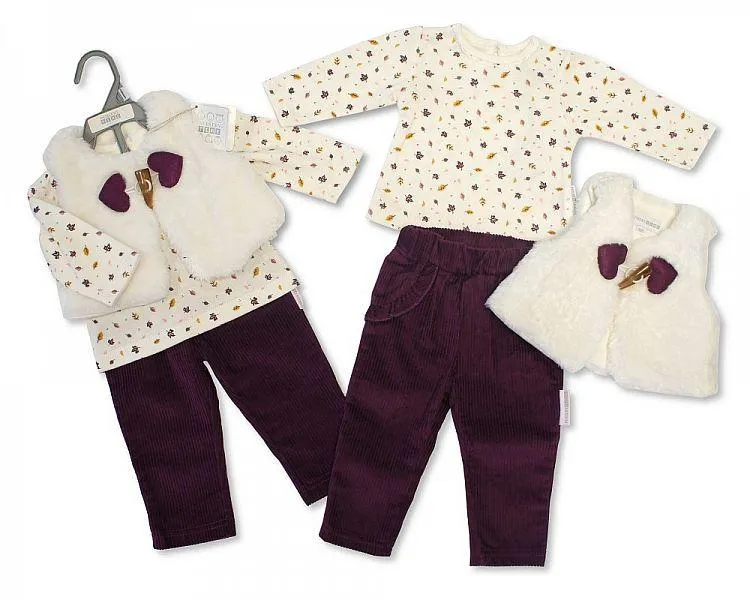 Baby Girls 3 pcs Leggings Set - Woodland - NB-6M - (BIS-2028-2127)