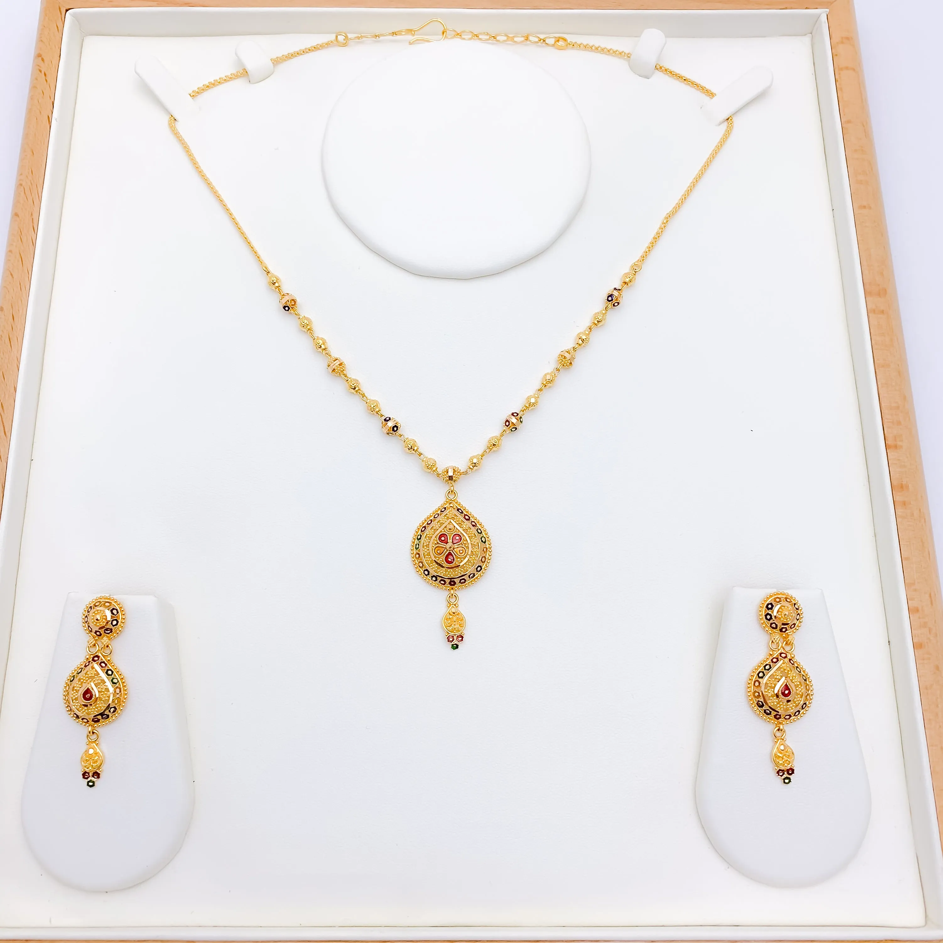 Beaded Chain Style Meena Necklace Set