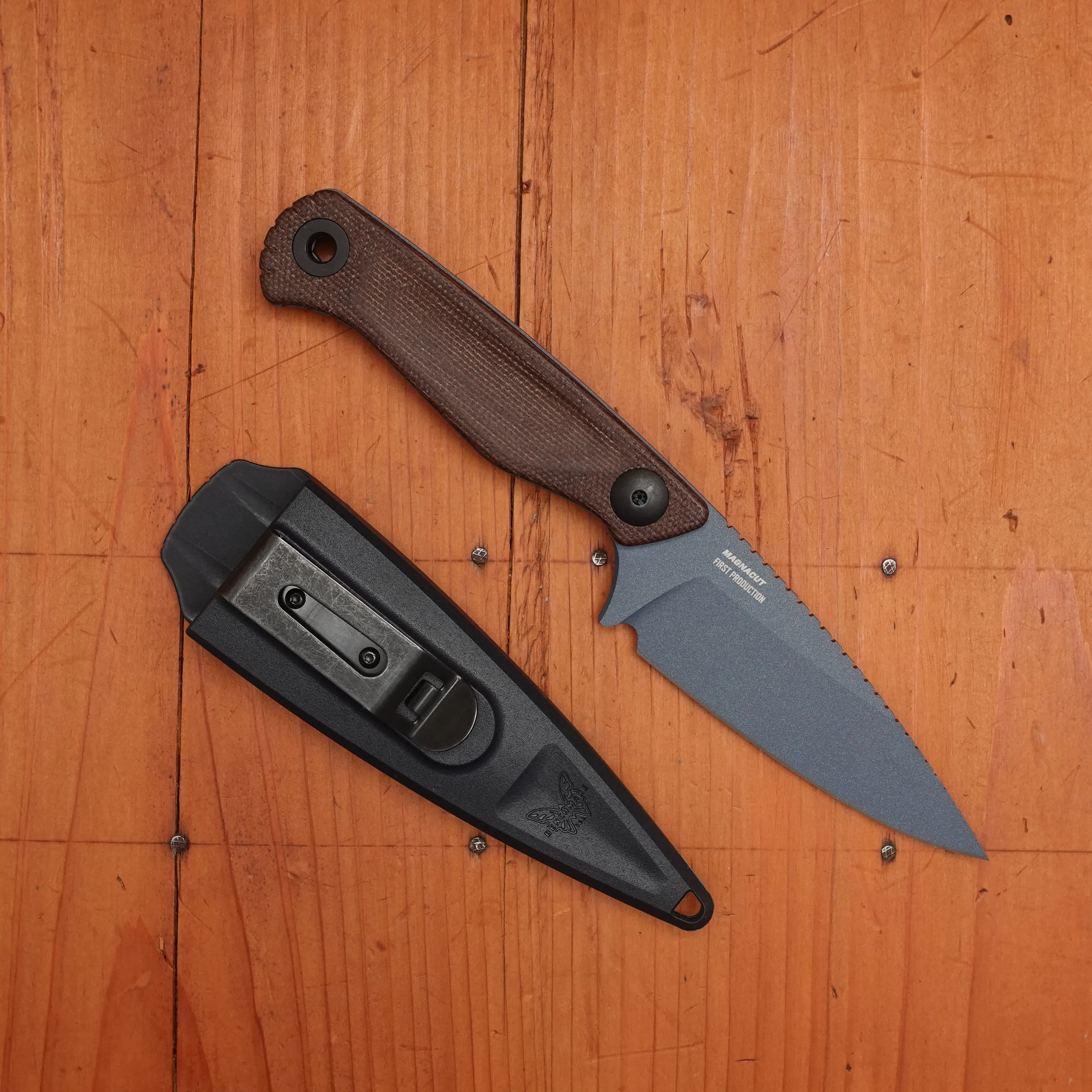 Benchmade 203BT-01 Dacian Spear Point CPM-Magnacut Brown Canvas Micarta Handle