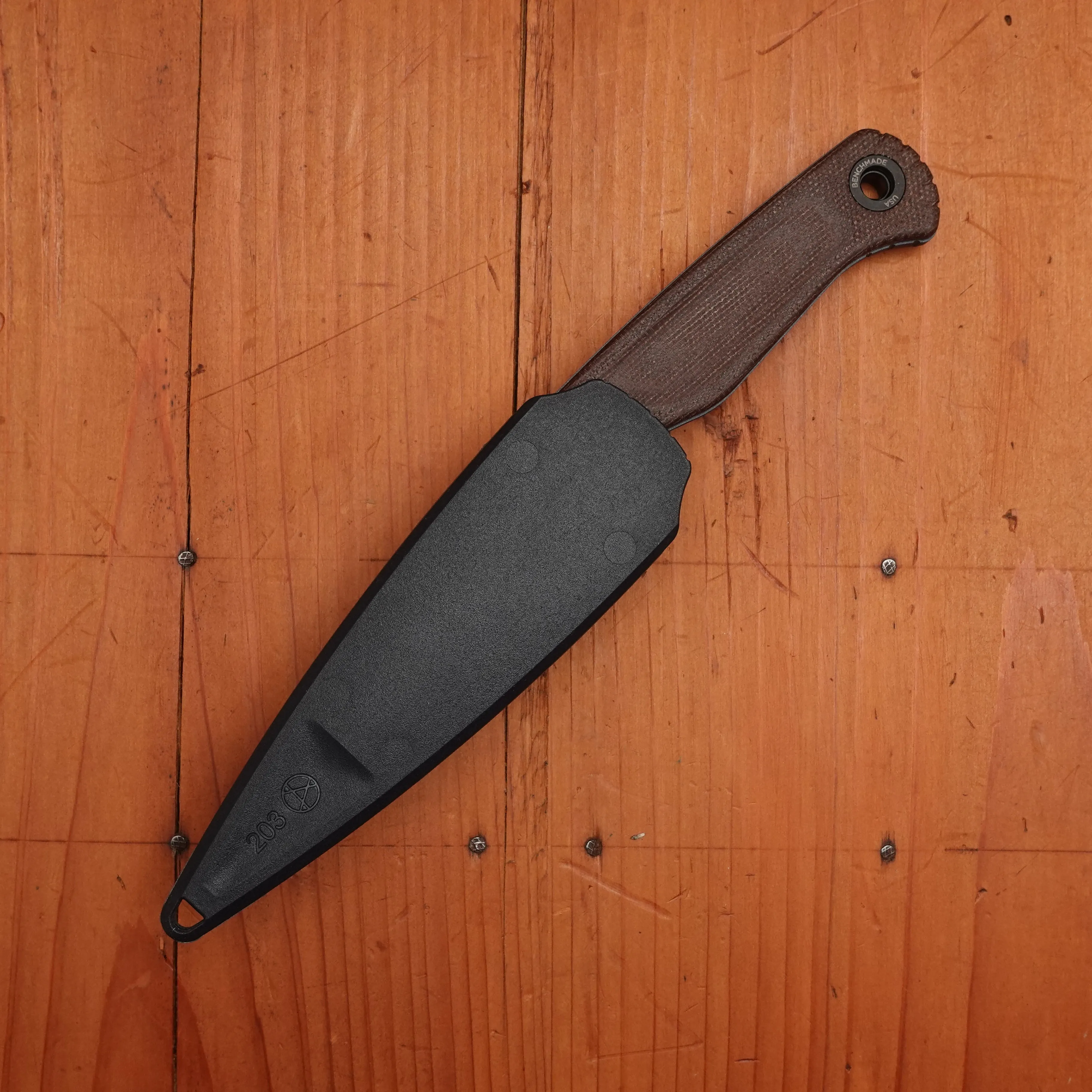 Benchmade 203BT-01 Dacian Spear Point CPM-Magnacut Brown Canvas Micarta Handle