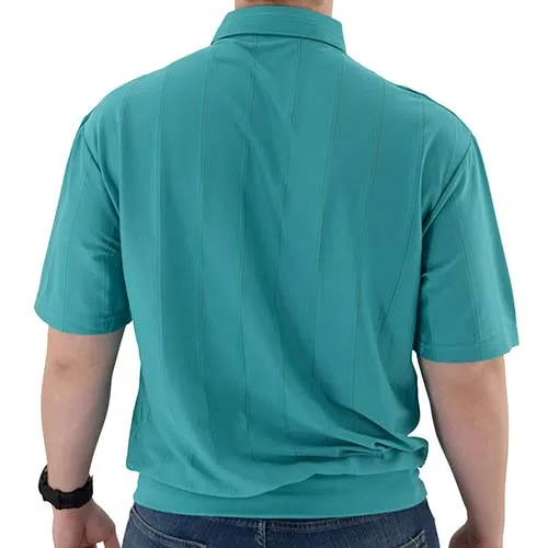 Big and Tall Tone on Tone Textured Knit Short Sleeve Banded Bottom Shirt - 6010-16BT Jade