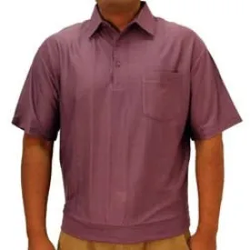 Big and Tall Tone on Tone Textured Knit Short Sleeve Banded Bottom Shirt - 6010-16BT - Plum