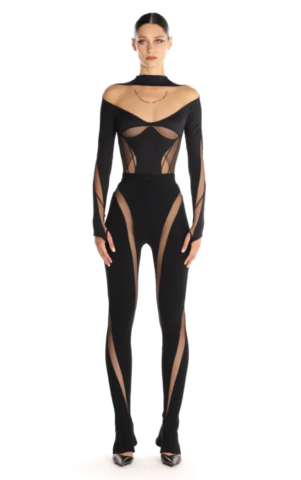 black multi-layer lingerie bodysuit