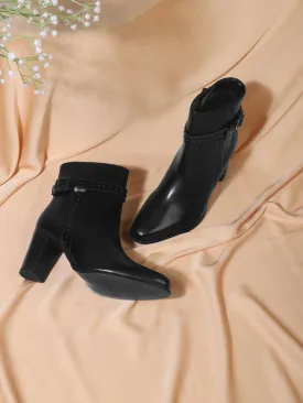 Black PU Block Ankle Boots (TC-20892-BLK)