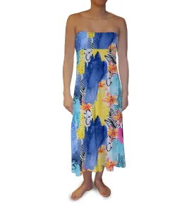 Blue Yellow Flowers Maxi Skirt