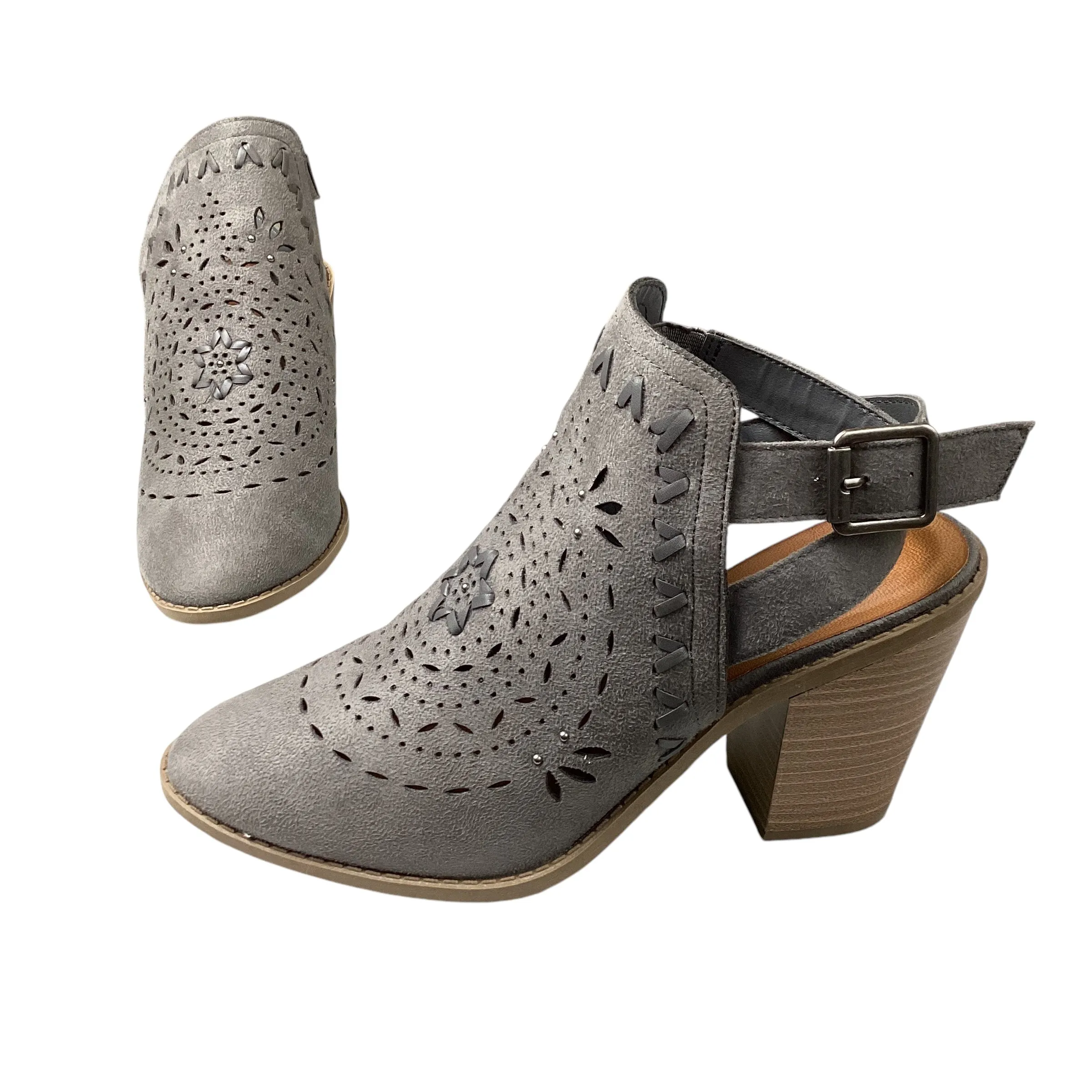 Boots Ankle Heels By Sugar In Grey, Size: 8