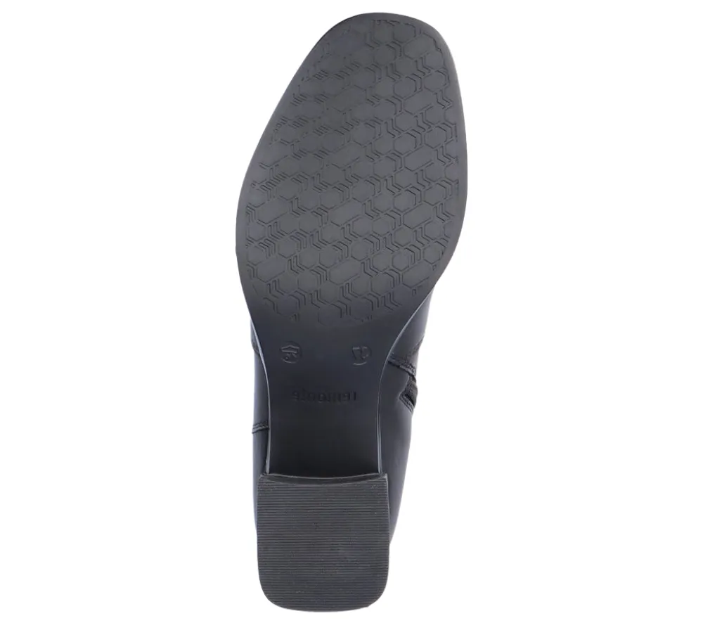 Botine casual, dama, REMONTE, D0V73-01 negru, piele naturala, cu toc