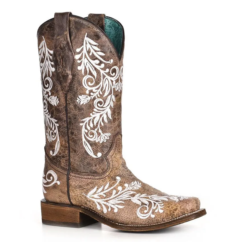 Brown Embroidery Glow in Dark Western Boot - Corral Boots at Bourbon Cowgirl