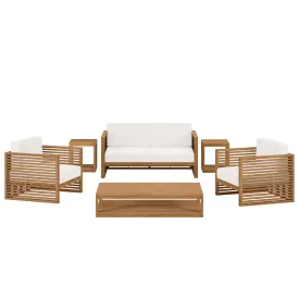 Carlsbad 6-Piece Teak Wood Outdoor Patio Outdoor Patio Set By Modway - EEI-5836 - Natural White