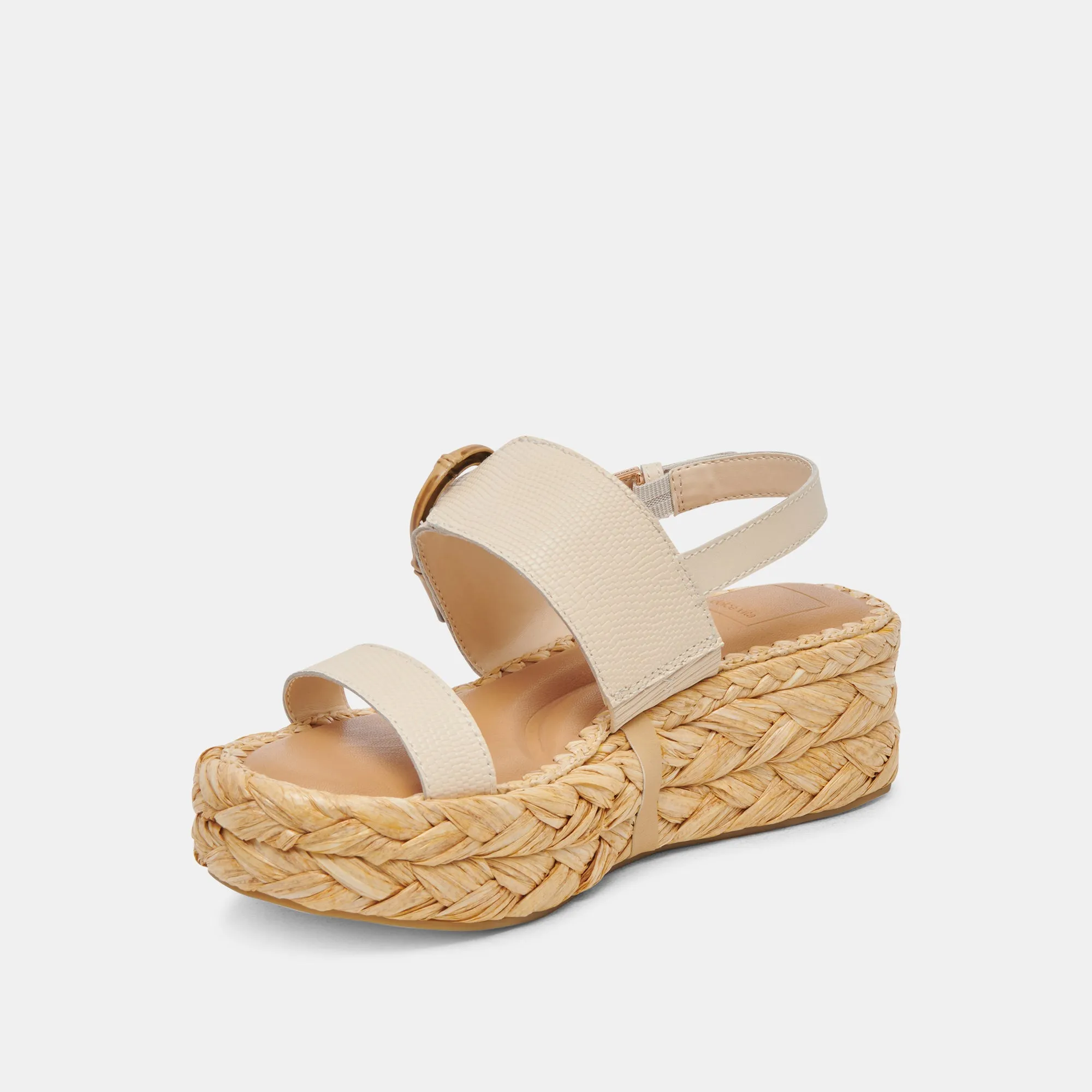 CHERA SANDALS BONE EMBOSSED LEATHER