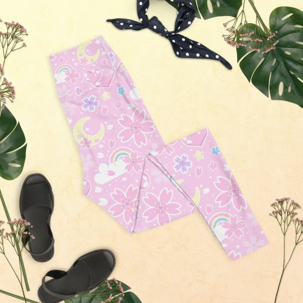 Cherry Blossom Dreams Pink Yoga Leggings