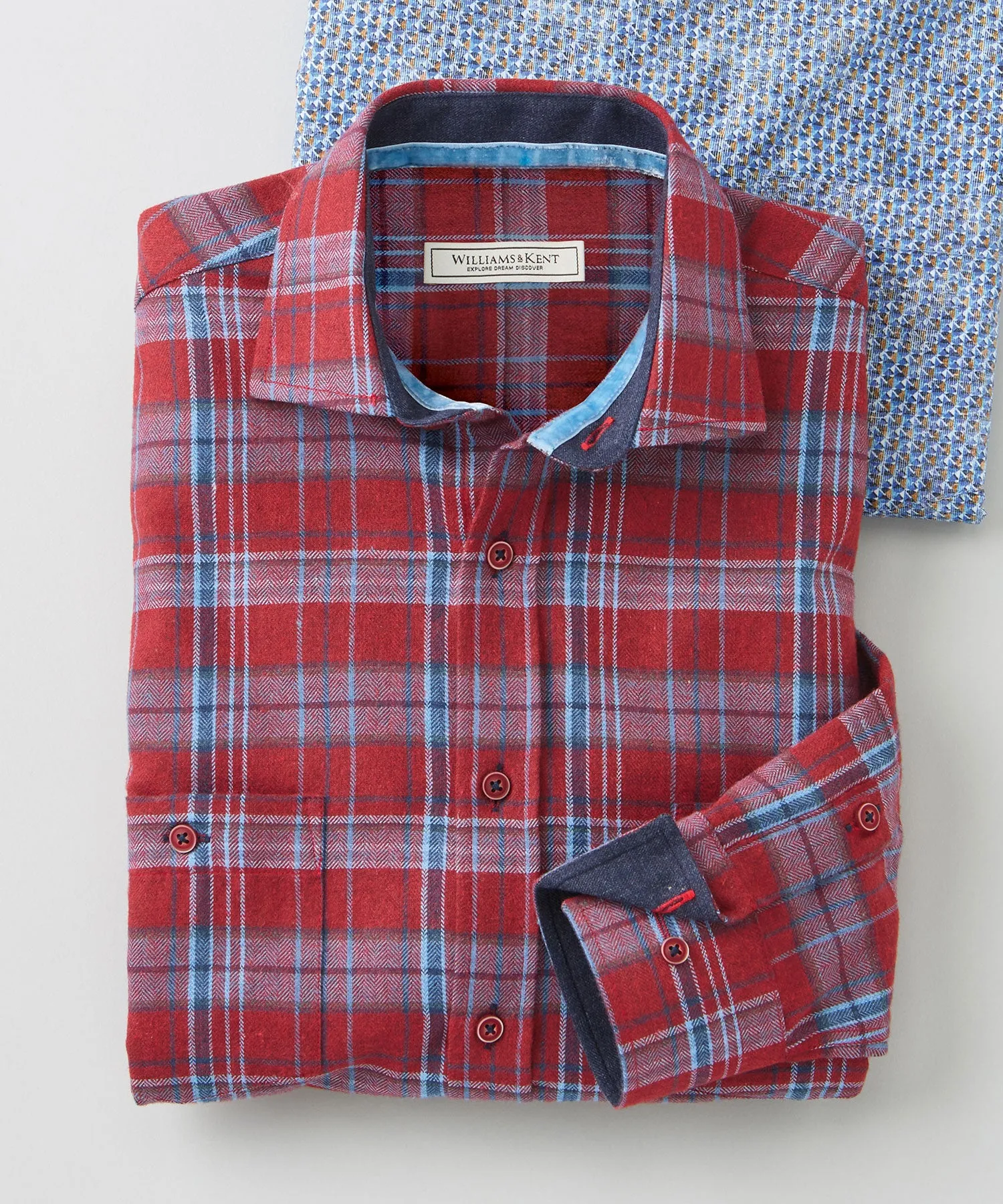 Cotton-Nylon Large Plaid Long Sleeve Sport Shirt