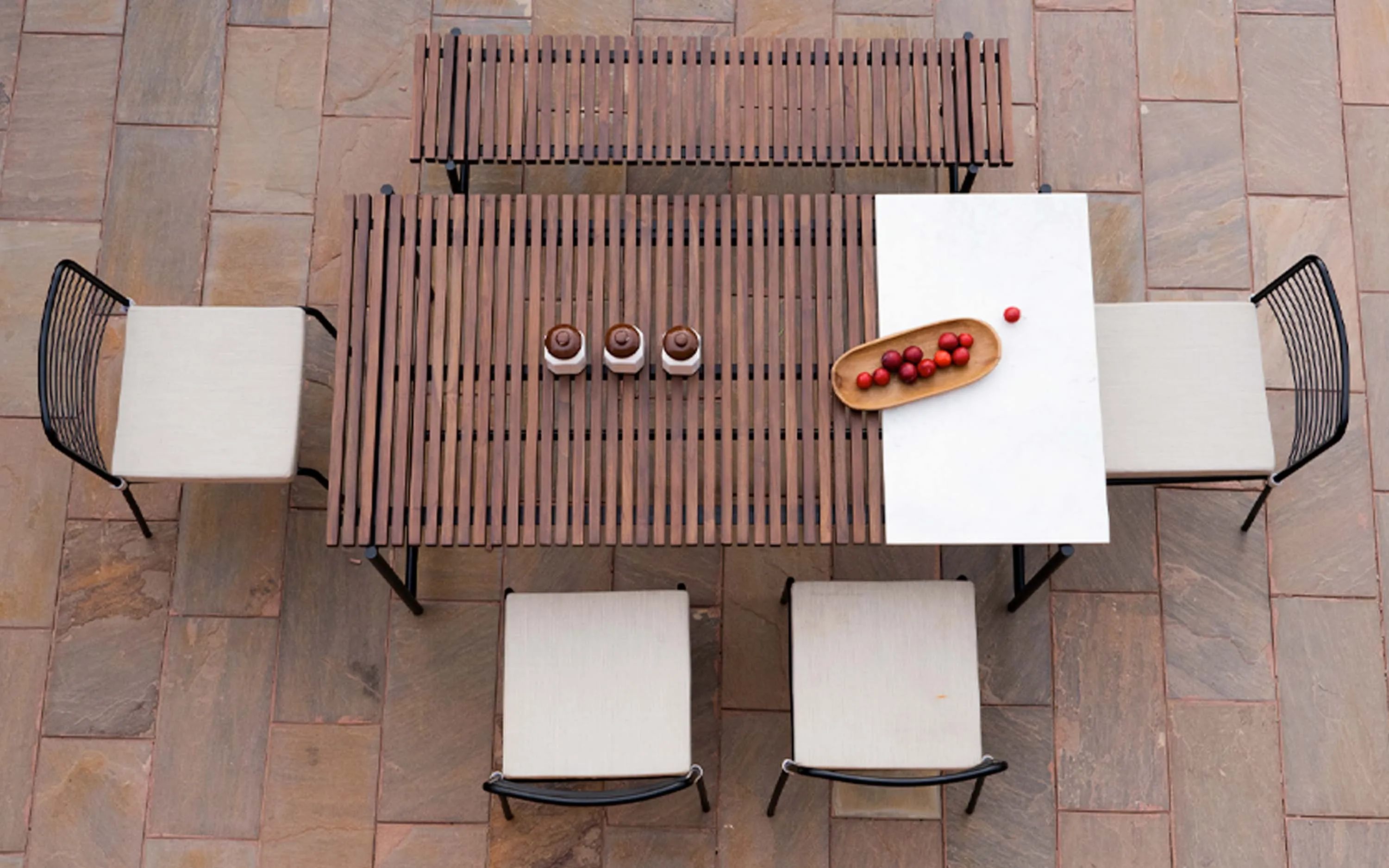 Covent Garden Outdoor Dining Table With 4 Chairs and Bench