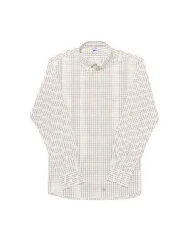 CREAM MINI CHECK SHIRT - TRIM FIT