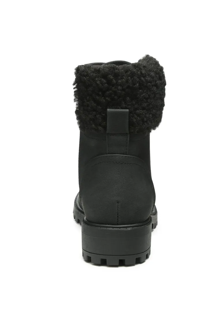 dolon lace up fur collar ankle boots