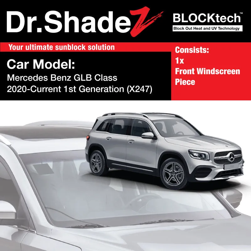 Dr Shadez BLOCKtech Premium Front Windscreen Foldable Sunshade for Mercedes Benz GLB Class 2019-Current 1st Generation (X247)