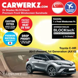 Dr Shadez BLOCKtech Premium Front Windscreen Foldable Sunshade for Toyota C-HR CHR 2017-Current 1st Generation (AX10)