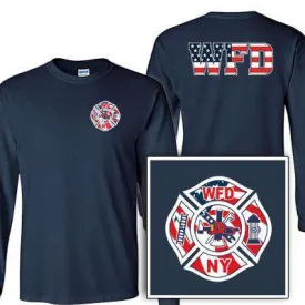 Flag Maltese Cross Design, Firefighter Long-Sleeve Shirt