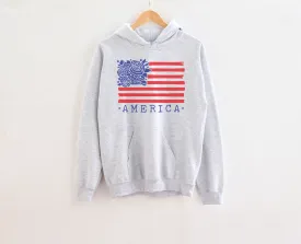 Floral American Flag Adult Hoodies