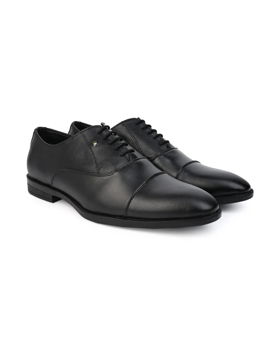 Formal/Suit Wear Black Synthetic Lace Up With Minimalistic Laser Branding On Edge For