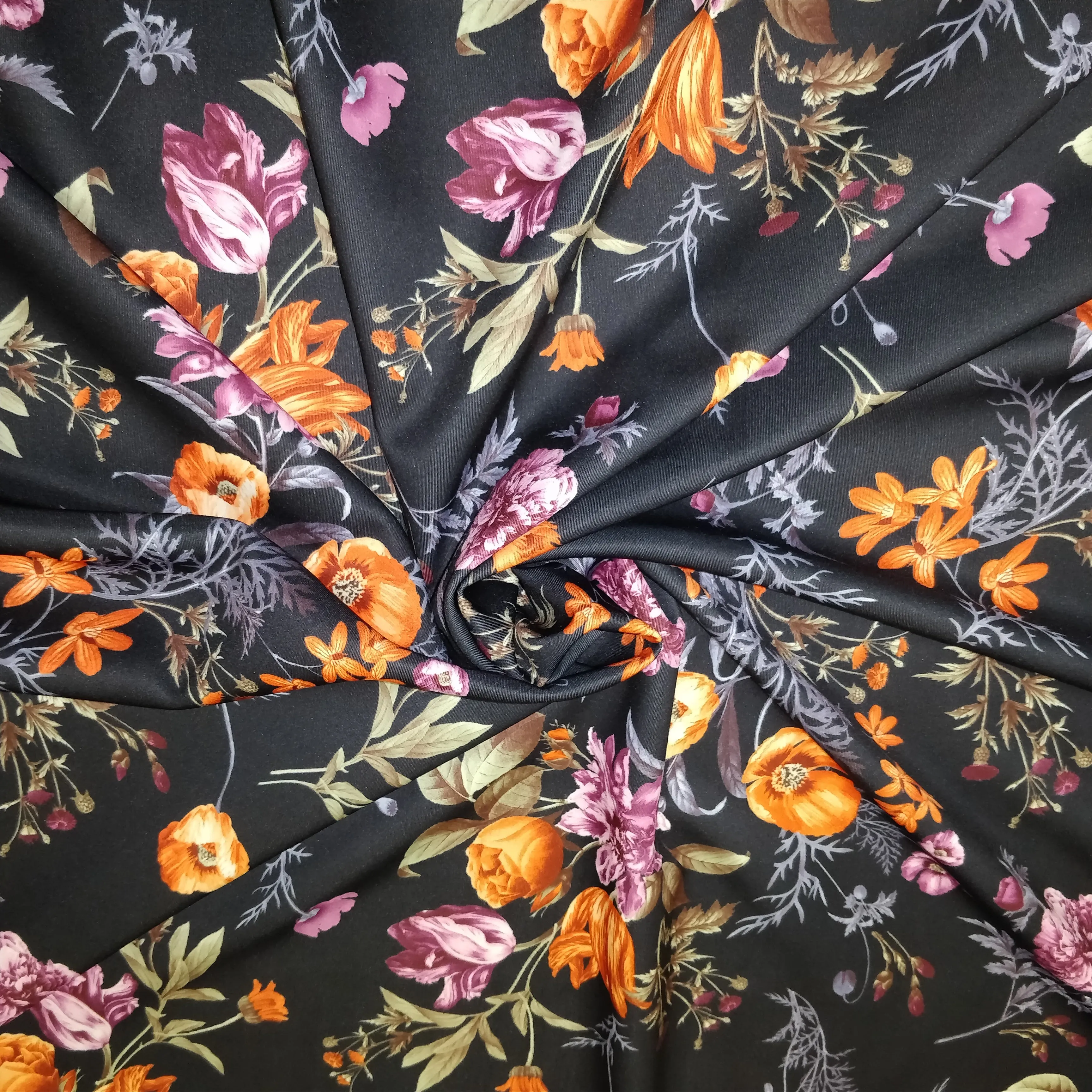 FS101_6 Black Base Floral Print