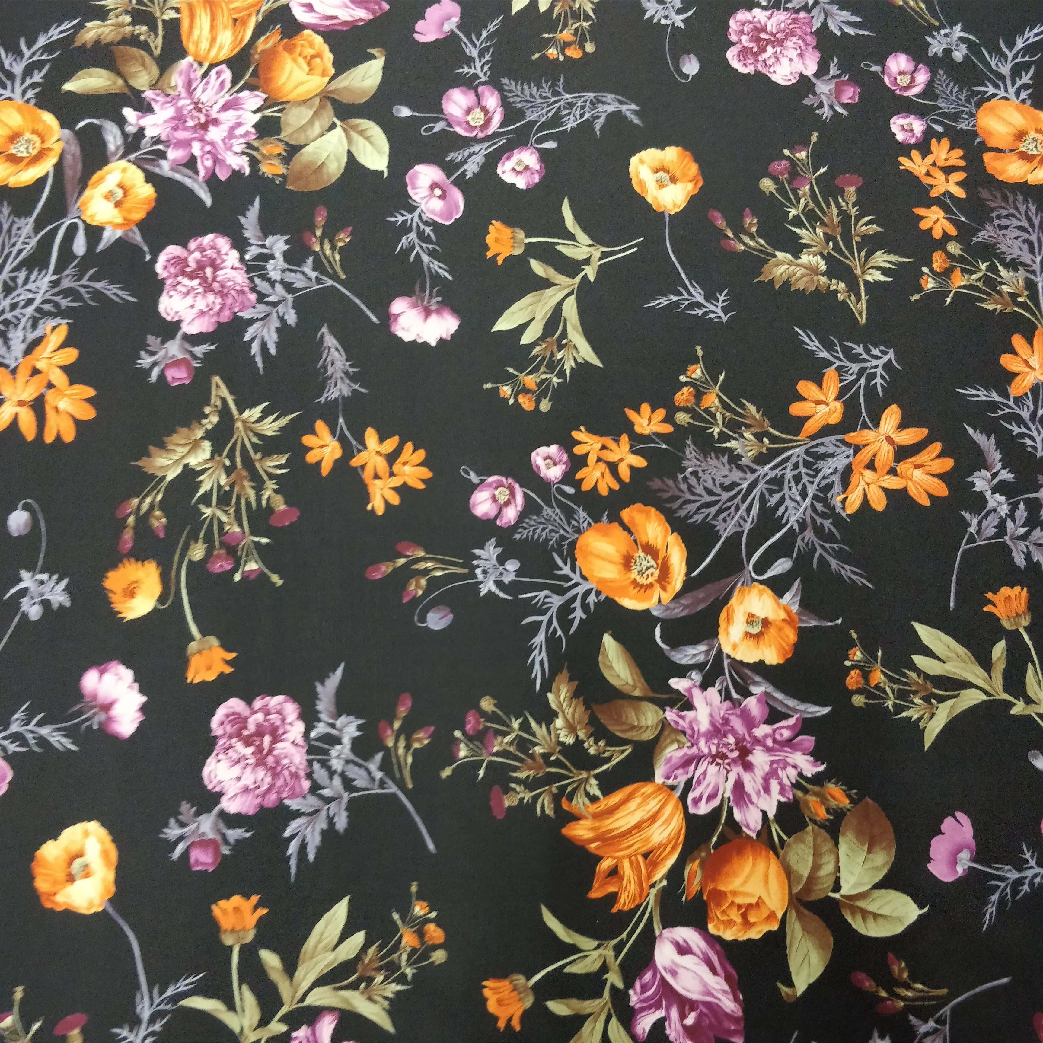 FS101_6 Black Base Floral Print