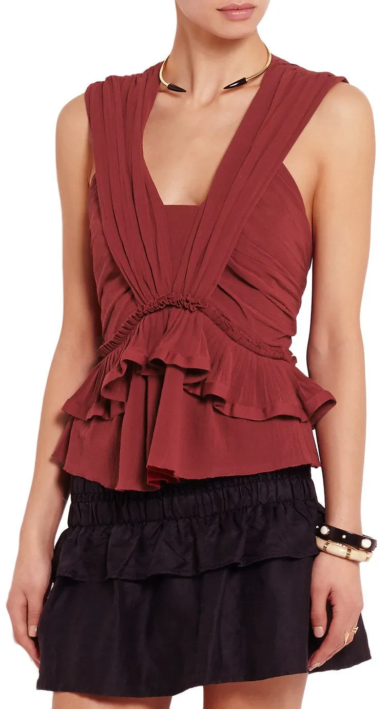 'Grayton' Ruffled Top & 'Glitz' Crinkled Skirt in Red