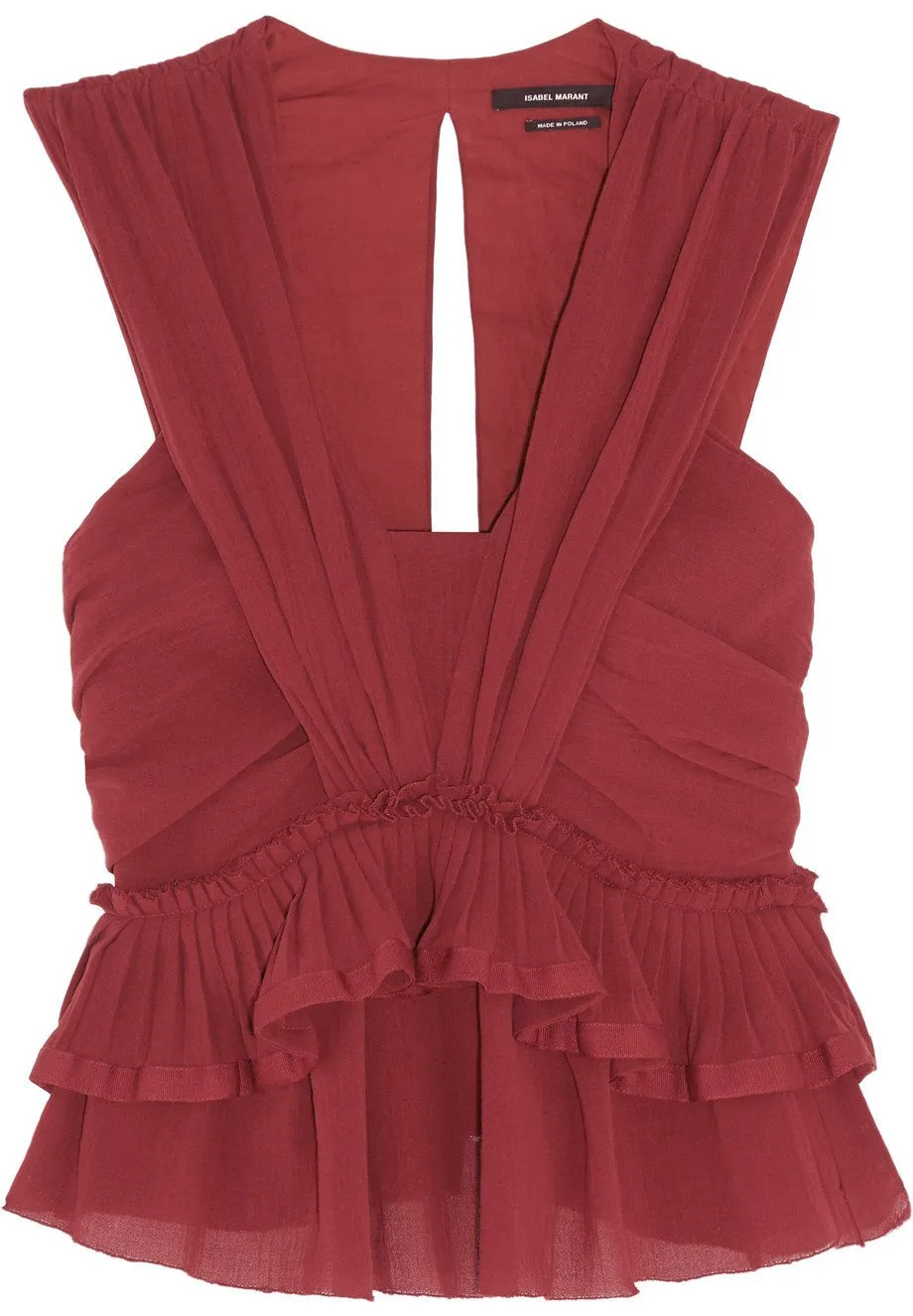 'Grayton' Ruffled Top & 'Glitz' Crinkled Skirt in Red