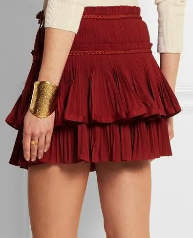 'Grayton' Ruffled Top & 'Glitz' Crinkled Skirt in Red