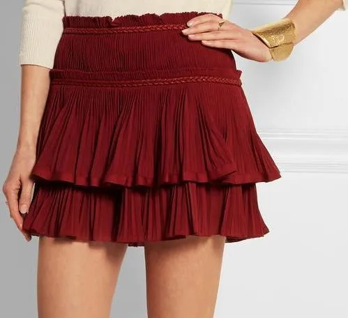 'Grayton' Ruffled Top & 'Glitz' Crinkled Skirt in Red