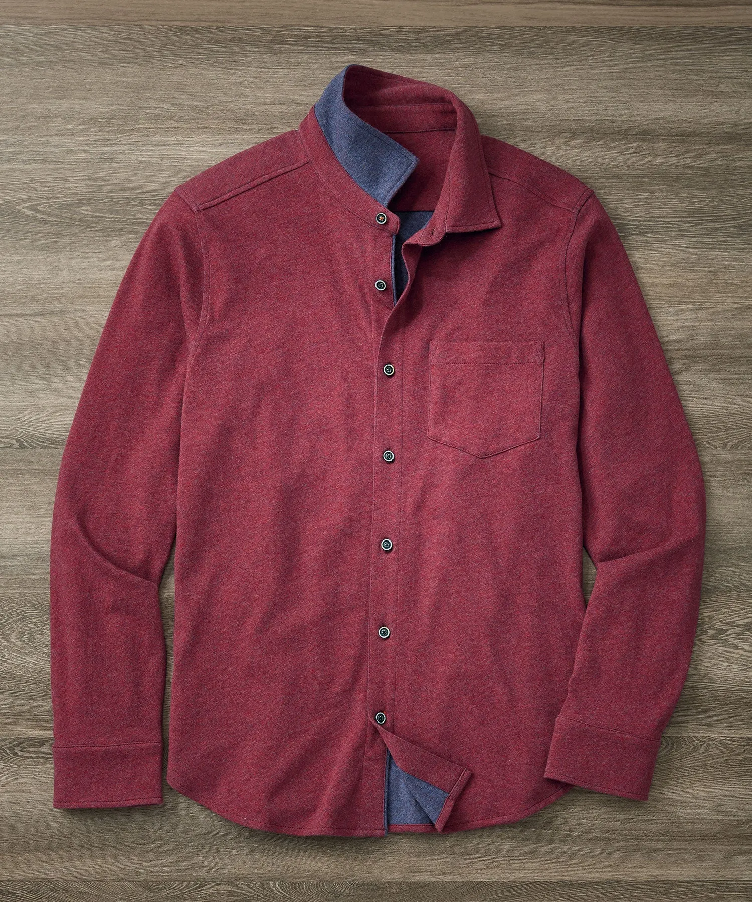 Hybrid Knit Button-Front Sport Shirt