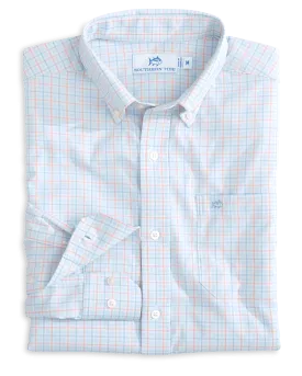 Intercoastal Falls Park Plaid Long Sleeve Sport Shirt - Clearwater Blue