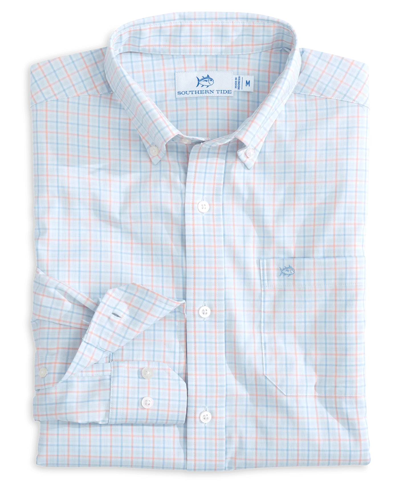 Intercoastal Falls Park Plaid Long Sleeve Sport Shirt - Clearwater Blue