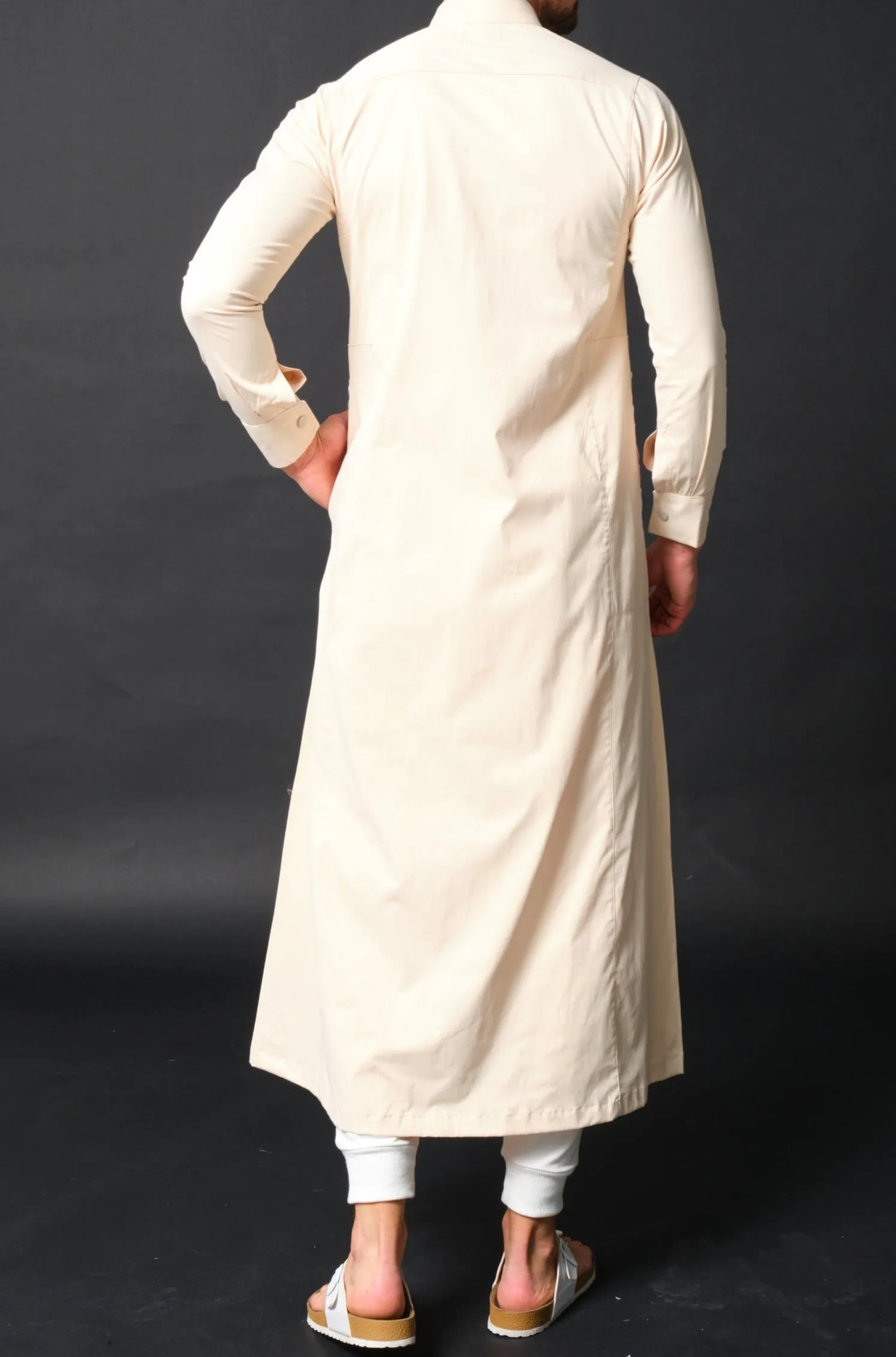 Islamic Long Thobe Kamees AMIR QL in Beige and White