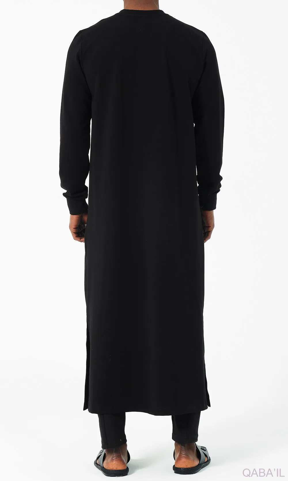 Islamic Men's Long Thobe Kamees Amwaj R24 QL in Black