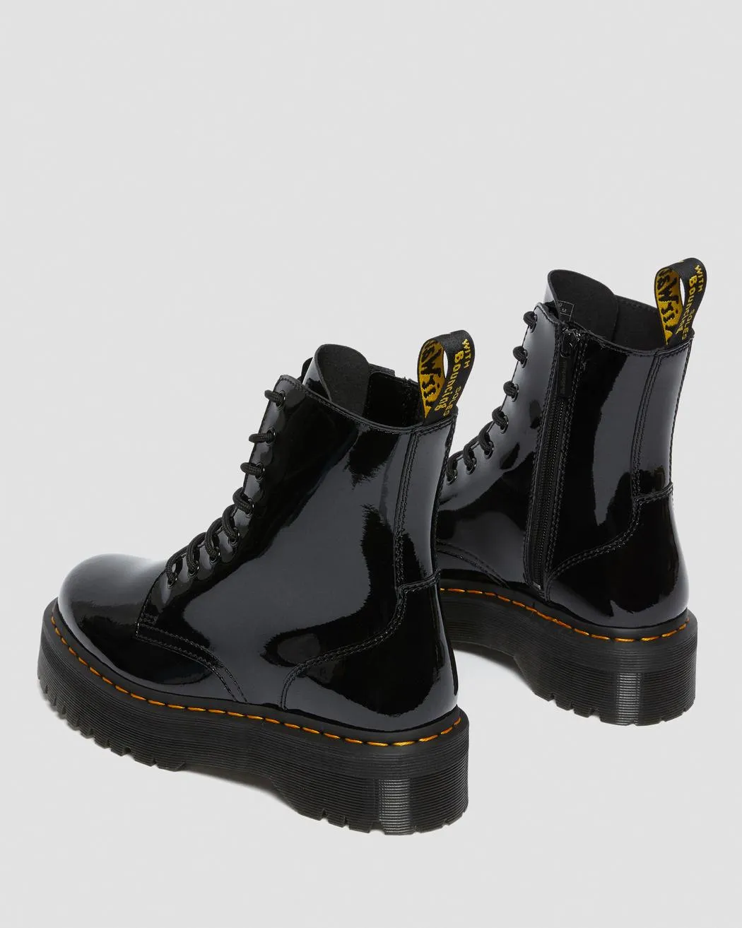 Jadon Black Patent Leather Platform Boots