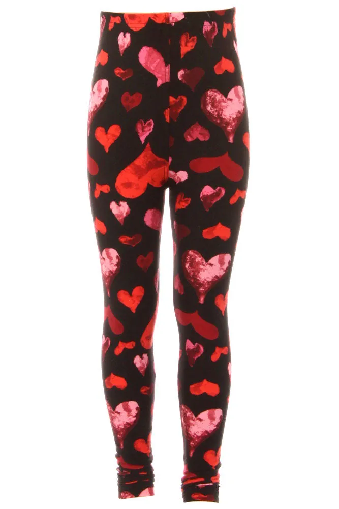 Kid's Valentine Big Red Heart Pattern Printed Leggings