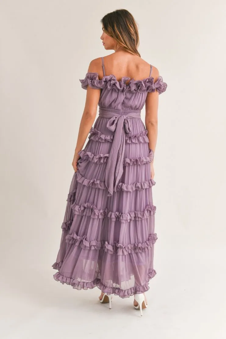 Leylani Ruffle Tiered Maxi Dress - Lavender