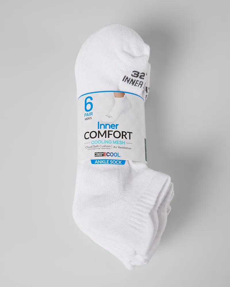 MEN'S 6-PACK COOL COMFORT ANKLE RUNNING SOCKS